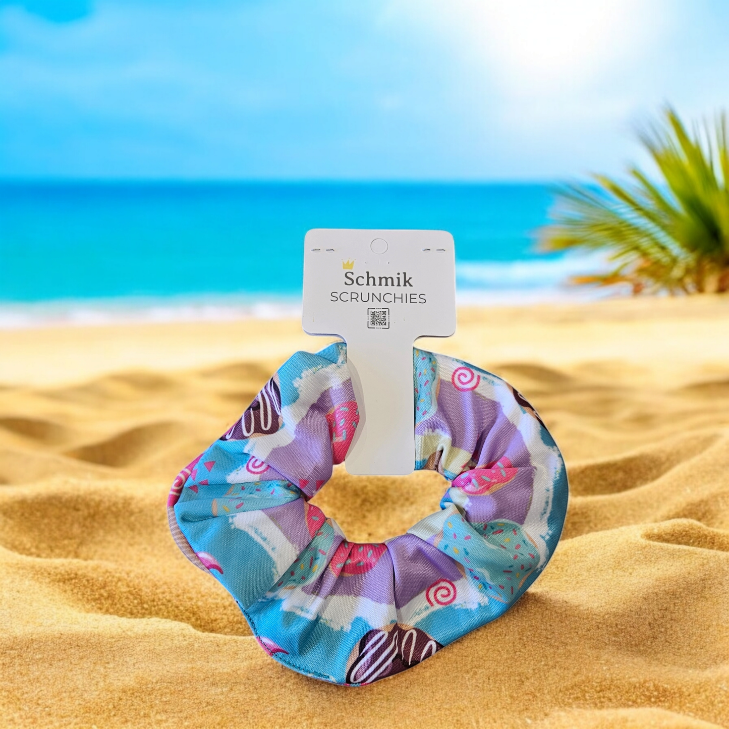 Fun and practical scrunchie for kids’ pool, beach, or swim meet