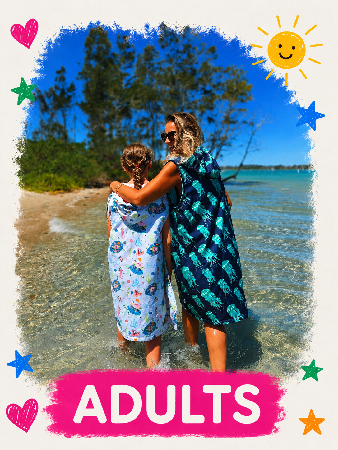 Schmik adult swim parka wearable towel with water-resistant outer for beach and swimming