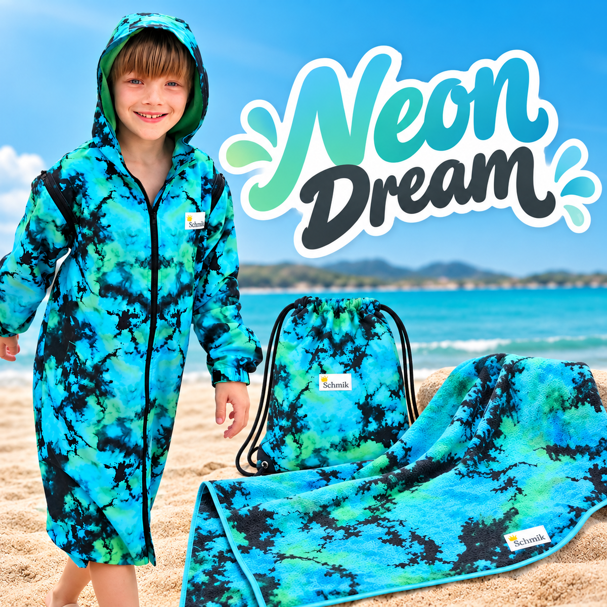 Neon Dream Bundle| Swim Parka, Sand-Free Towel & Swim Bag