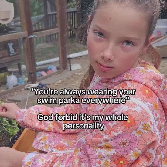 Schmik Swim Parka in Vintage Bloom, versatile removable sleeves, quick-dry polyester lining, perfect for post-swim warmth