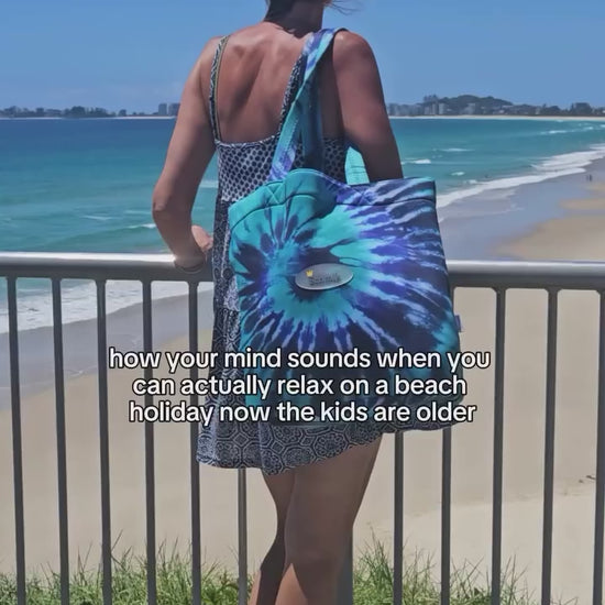 Colorful Schmik Neoprene Tote Bag for kids swim parkas, towels, snacks, and beach essentials.